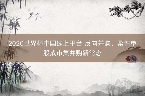 2026世界杯中国线上平台 反向并购、柔性参股成市集并购新常态