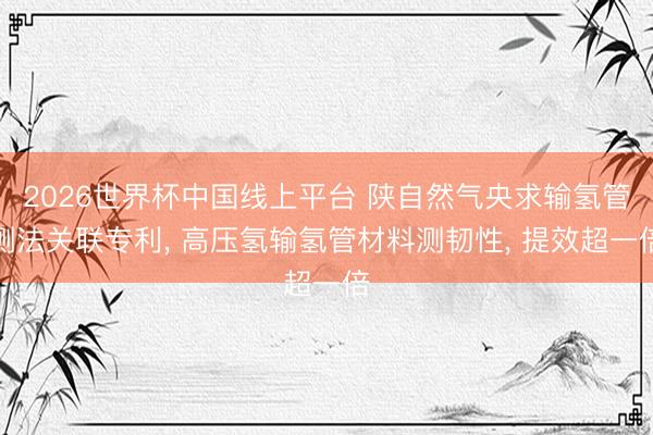 2026世界杯中国线上平台 陕自然气央求输氢管测法关联专利, 高压氢输氢管材料测韧性, 提效超一倍