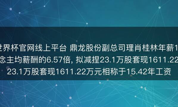 世界杯官网线上平台 鼎龙股份副总司理肖桂林年薪104.5万是公司东说念主均薪酬的6.57倍， 拟减捏23.1万股套现1611.22万元相称于15.42年工资