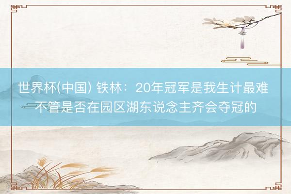 世界杯(中国) 铁林：20年冠军是我生计最难 不管是否在园区湖东说念主齐会夺冠的