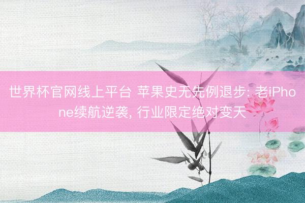 世界杯官网线上平台 苹果史无先例退步: 老iPhone续航逆袭， 行业限定绝对变天