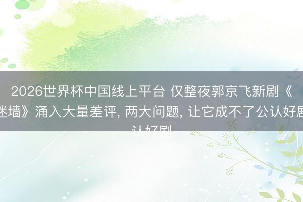 2026世界杯中国线上平台 仅整夜郭京飞新剧《迷墙》涌入大量差评, 两大问题, 让它成不了公认好剧