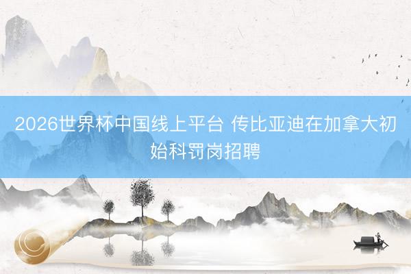 2026世界杯中国线上平台 传比亚迪在加拿大初始科罚岗招聘