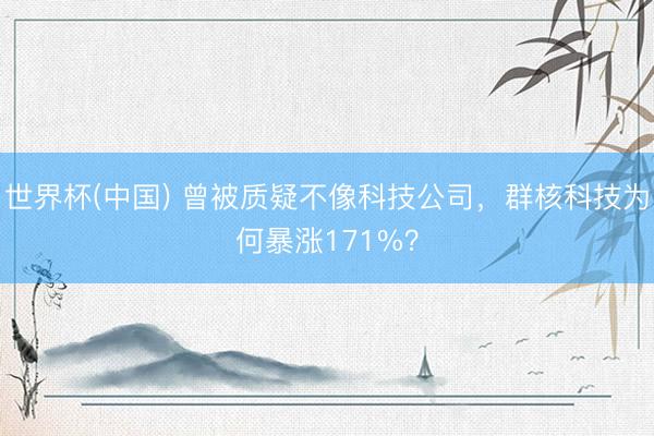 世界杯(中国) 曾被质疑不像科技公司，群核科技为何暴涨171%？