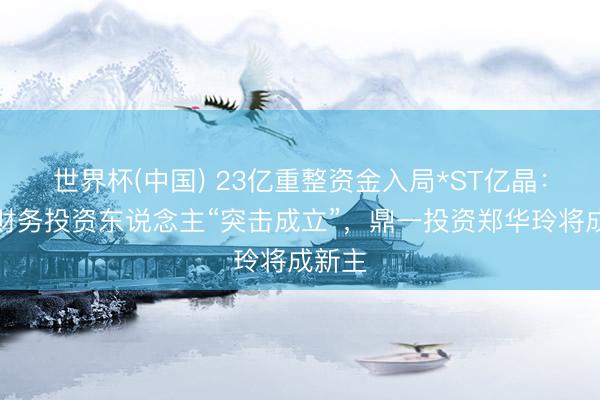 世界杯(中国) 23亿重整资金入局*ST亿晶：三家财务投资东说念主“突击成立”，鼎一投资郑华玲将成新主