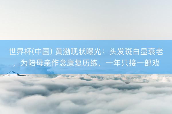 世界杯(中国) 黄渤现状曝光：头发斑白显衰老，为陪母亲作念康复历练，一年只接一部戏