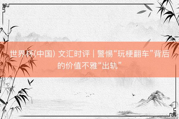 世界杯(中国) 文汇时评 | 警惕“玩梗翻车”背后的价值不雅“出轨”