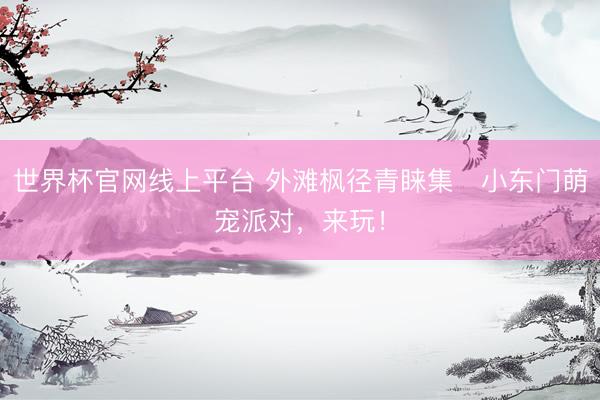 世界杯官网线上平台 外滩枫径青睐集・小东门萌宠派对,来玩!
