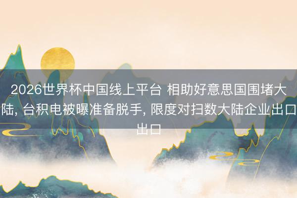 2026世界杯中国线上平台 相助好意思国围堵大陆， 台积电被曝准备脱手， 限度对扫数大陆企业出口