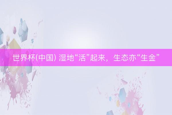 世界杯(中国) 湿地“活”起来，生态亦“生金”