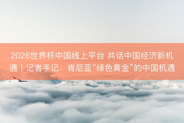 2026世界杯中国线上平台 共话中国经济新机遇|记者手记:肯尼亚“绿色黄金”的中国机遇