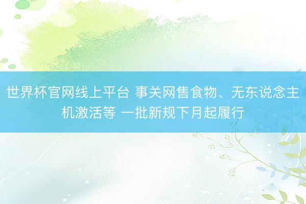 世界杯官网线上平台 事关网售食物、无东说念主机激活等 一批新规下月起履行