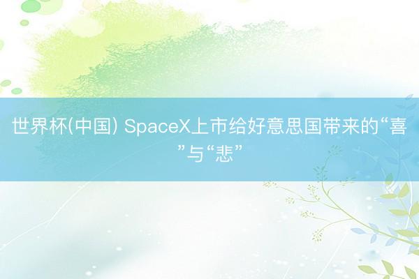 世界杯(中国) SpaceX上市给好意思国带来的“喜”与“悲”