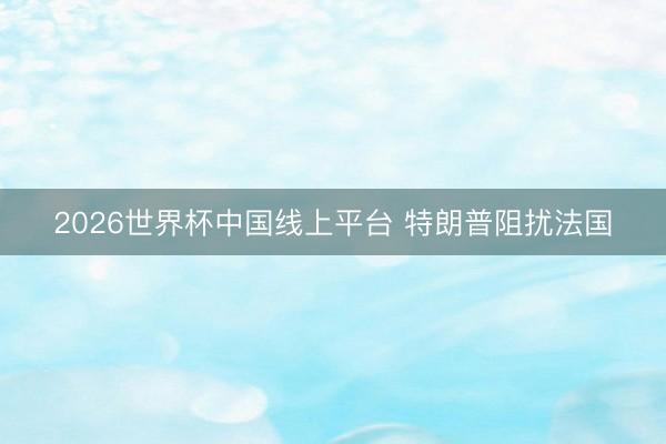 2026世界杯中国线上平台 特朗普阻扰法国