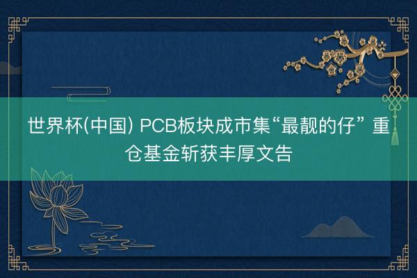 世界杯(中国) PCB板块成市集“最靓的仔” 重仓基金斩获丰厚文告